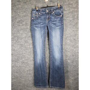 Miss Me Jeans Womens 27 Signature Boot MK323 Embellished Flap Pocket 34 Inseam